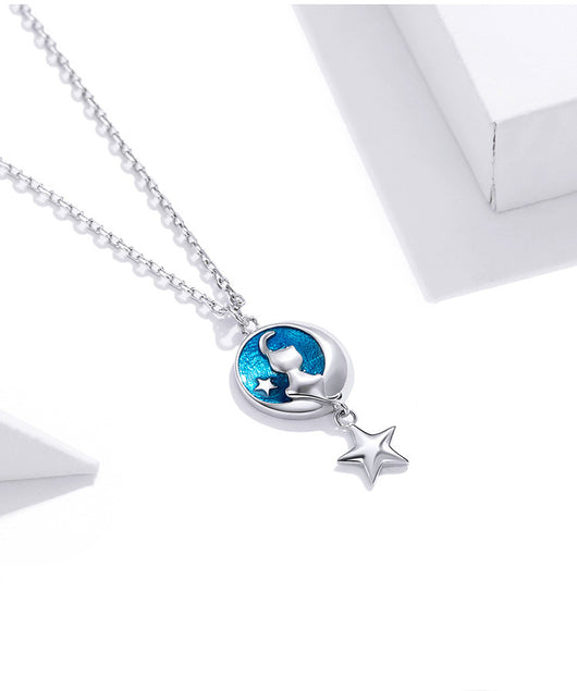 Collar de Gato Lunar Plateado en Plata S925