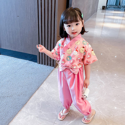 Conjunto Kimono Infantil con Lazos Estampado Cartoon - Image 11