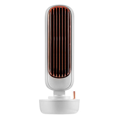Pink small desktop electric fan humidifier with a rose gold grille and a sleek, modern design. - Image 3