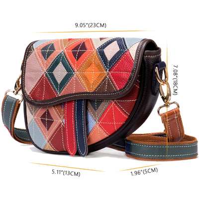 Bolso de Cuero Étnico para Mujer - Bandolera Estilo Rombos en Cuero Genuino - Image 8