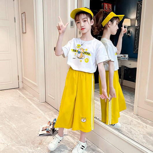 Conjunto Infantil de Pantalón Ancho con Estampado Cartoon y Blusa Manga Corta - Image 14