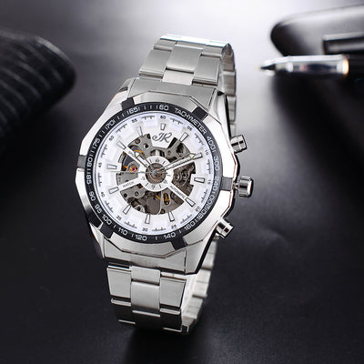 Reloj Mecánico para Hombre con Correa de Acero - Diseño Hueco de Lujo - Image 11