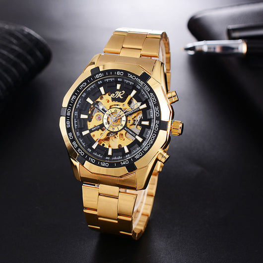 Reloj Mecánico para Hombre con Correa de Acero - Diseño Hueco de Lujo - Image 9