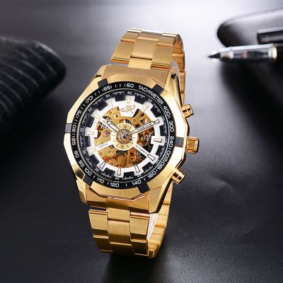 Reloj Mecánico para Hombre con Correa de Acero - Diseño Hueco de Lujo - Image 12