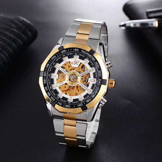 Reloj Mecánico para Hombre con Correa de Acero - Diseño Hueco de Lujo - Image 2