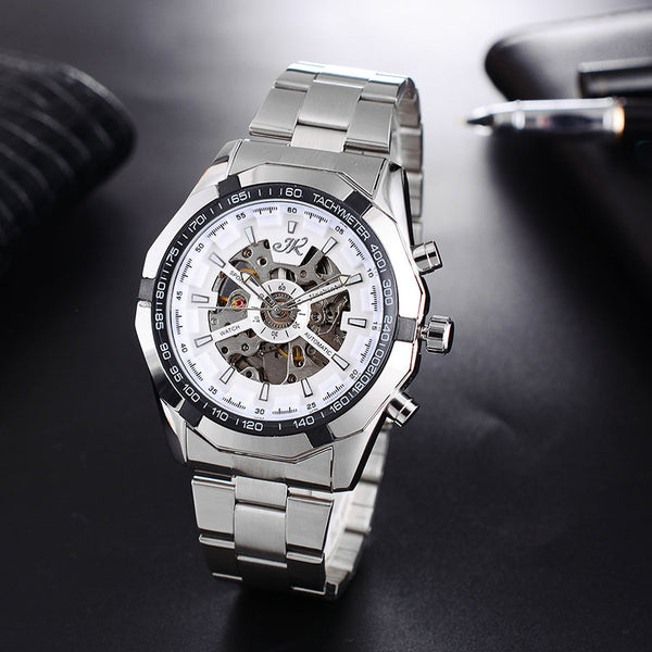 Reloj Mecánico para Hombre con Correa de Acero - Diseño Hueco de Lujo