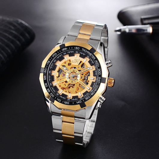 Reloj Mecánico para Hombre con Correa de Acero - Diseño Hueco de Lujo - Image 4