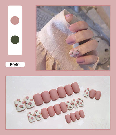 24 Uñas Postizas Decoradas con Diseño Mate Esmerilado - Image 45