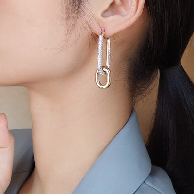 Aretes Geométricos de Doble Aro Asimétricos Retro - Image 10