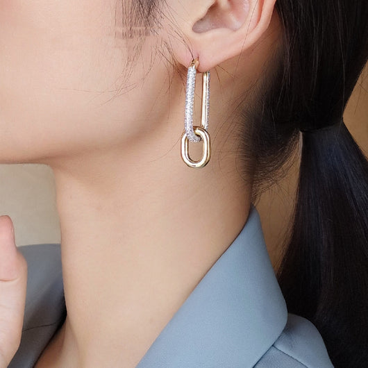 Aretes Geométricos de Doble Aro Asimétricos Retro - Image 10