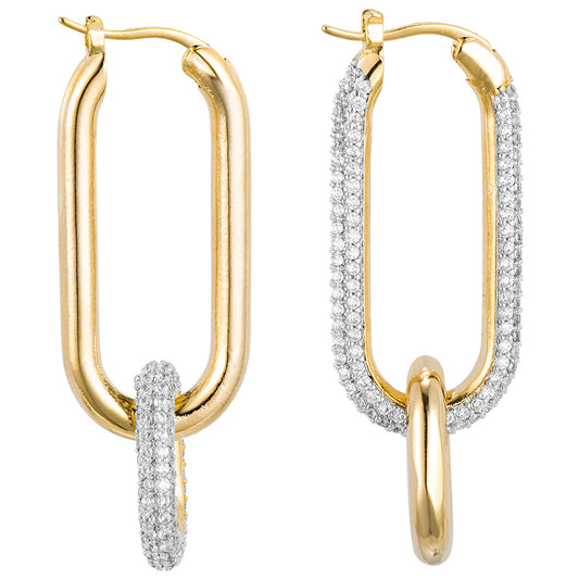 Aretes Geométricos de Doble Aro Asimétricos Retro