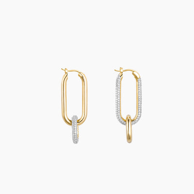 Aretes Geométricos de Doble Aro Asimétricos Retro - Image 3