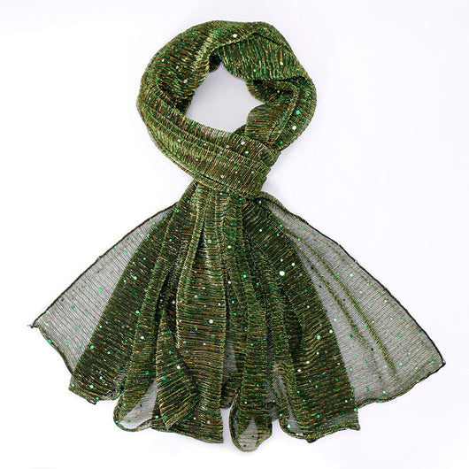 Bufanda Larga de Lentejuelas Monocromática Oro y Plata para Mujer - Image 6