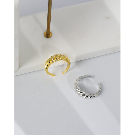 Anillo de Plata Esterlina con Textura Paisaje Helado - Image 2