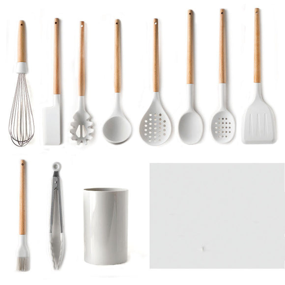 Set de Espátulas de Silicona Blanca Antiadherente para Cocina