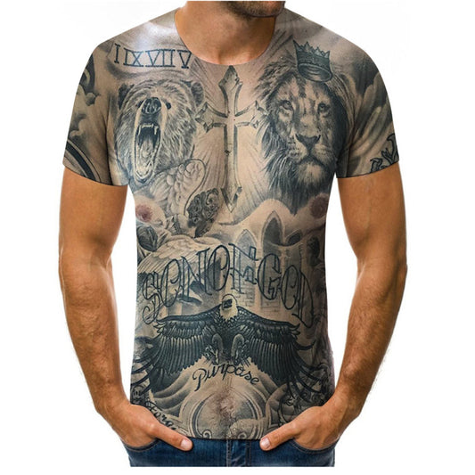 Camiseta Estampada de Manga Corta para Hombre Muscular