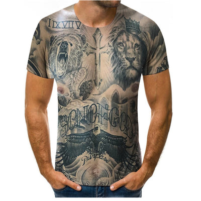 Camiseta Estampada de Manga Corta para Hombre Muscular