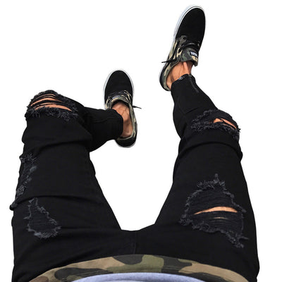 Jeans Negros Rotos para Hombre con Detalles Vintage - Image 10