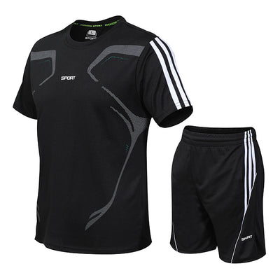 Traje Casual de Seda Helada para Hombre - Manga Corta Verano Talla Grande
