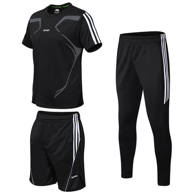 Conjunto Deportivo Hombre Verano Negro - Traje Tres Piezas Fitness Moderno - Image 12