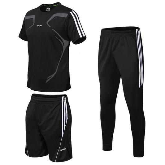 Conjunto Deportivo Hombre Verano Negro - Traje Tres Piezas Fitness Moderno