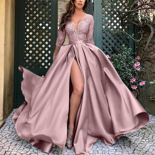 Vestido Largo Elegante con Estampado Brillante