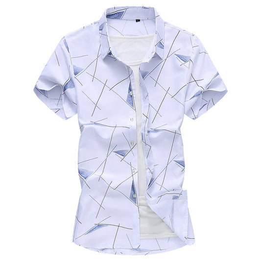 Camisa Casual de Algodón con Estampado Floral para Hombre