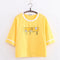 Playera Suelta de Gato Cartoon para Mujer - Estilo Casual Ins