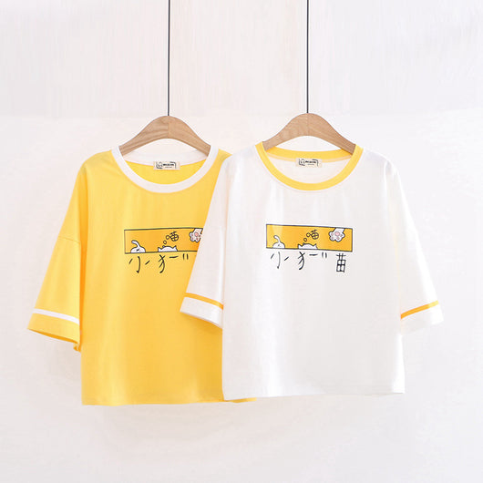 Playera Suelta de Gato Cartoon para Mujer - Estilo Casual Ins - Image 3