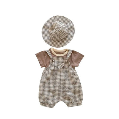 Conjunto de Tres Piezas para Bebé Verano Cuadros con Porta Bebé - Image 7