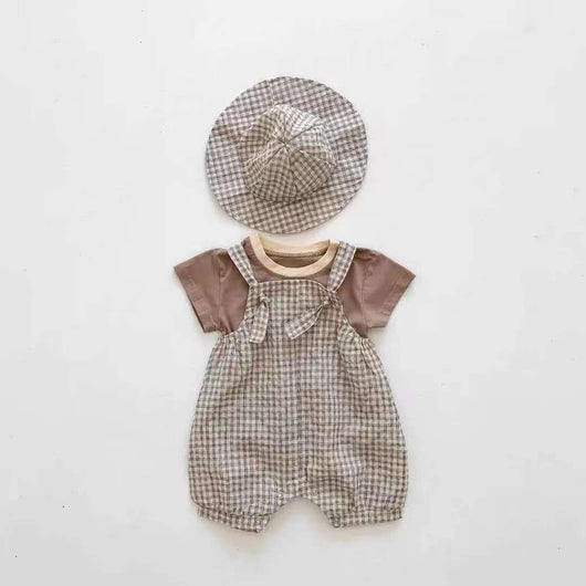 Conjunto de Tres Piezas para Bebé Verano Cuadros con Porta Bebé - Image 6