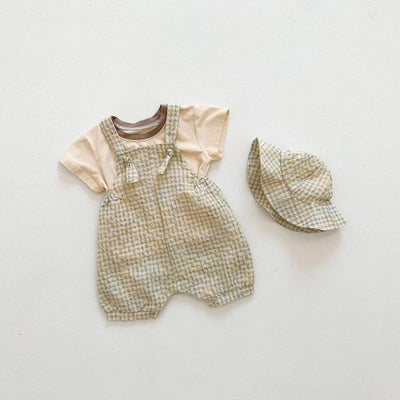 Conjunto de Tres Piezas para Bebé Verano Cuadros con Porta Bebé - Image 4