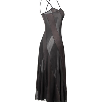 Vestido Pijama Negro Sensual de Malla con Tirantes Finos para Mujer - Image 3