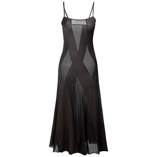 Vestido Pijama Negro Sensual de Malla con Tirantes Finos para Mujer - Image 2