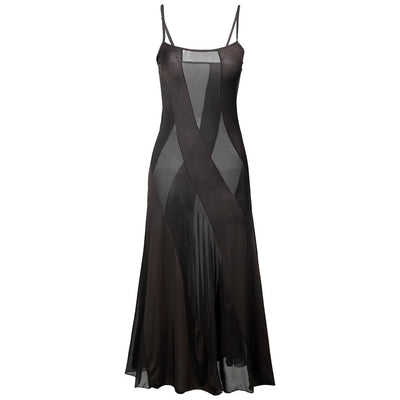 Vestido Pijama Negro Sensual de Malla con Tirantes Finos para Mujer - Image 2