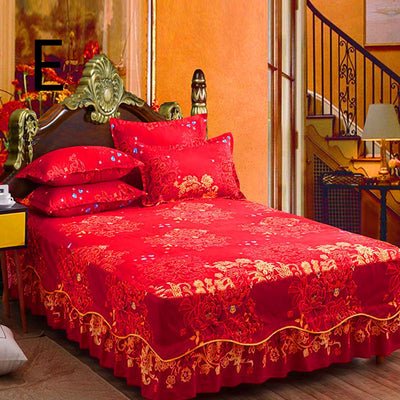 Juego de Cama Princesa Coreana de Tres Piezas con Cubrecama y Volante Acolchado - Image 5