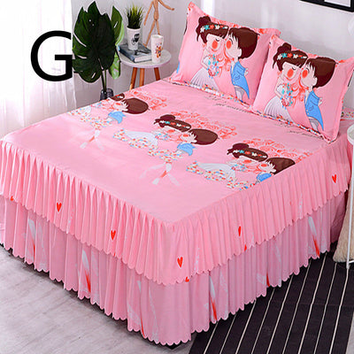 Juego de Cama Princesa Coreana de Tres Piezas con Cubrecama y Volante Acolchado - Image 7