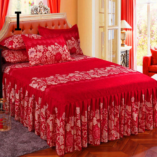 Juego de Cama Princesa Coreana de Tres Piezas con Cubrecama y Volante Acolchado - Image 9