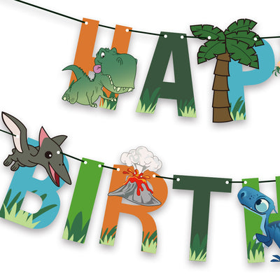 Set Completo de Decoración Dinosaurio con Globos, Banderín y Letras para Fiesta Infantil - Image 2