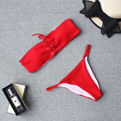 Bikini Dividido a Rayas Delgadas - Diseño Minimalista y Versátil - Image 8