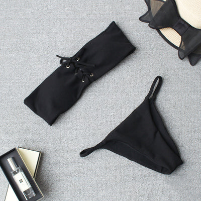 Bikini Dividido a Rayas Delgadas - Diseño Minimalista y Versátil - Image 5