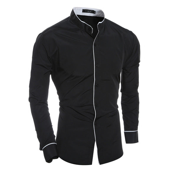 Camisa Casual Masculina Gola Alta Manga Longa