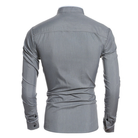 Camisa Casual Hombre Cuello Alto Manga Larga - Image 4