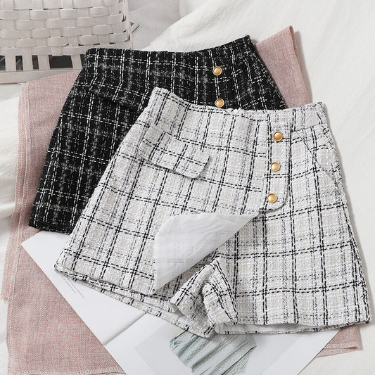 Culottes Irregulares a Cuadros con Botones