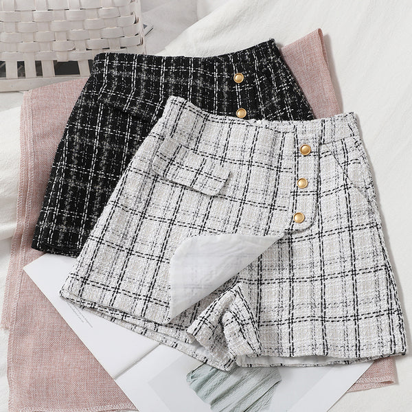 Culottes Irregulares a Cuadros con Botones