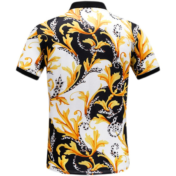 Men's Short Sleeve Polo Shirt with Digital Print for Summer