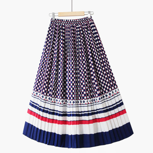 Falda Midi Plisada Estampado Grande Corte A
