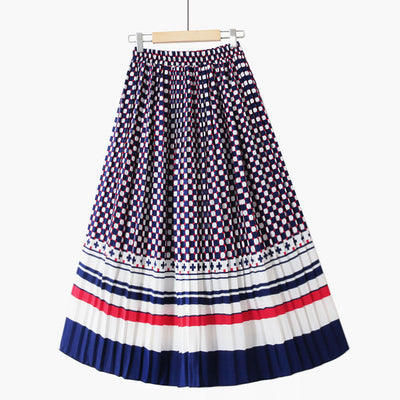 Falda Midi Plisada Estampado Grande Corte A