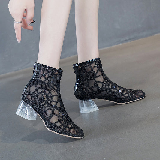 Botas Sandalias de Tacón Alto para Mujer - Diseño Veraniego Versátil con Cierre