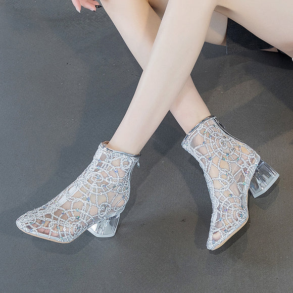 Botas Sandalias de Tacón Alto para Mujer - Diseño Veraniego Versátil con Cierre